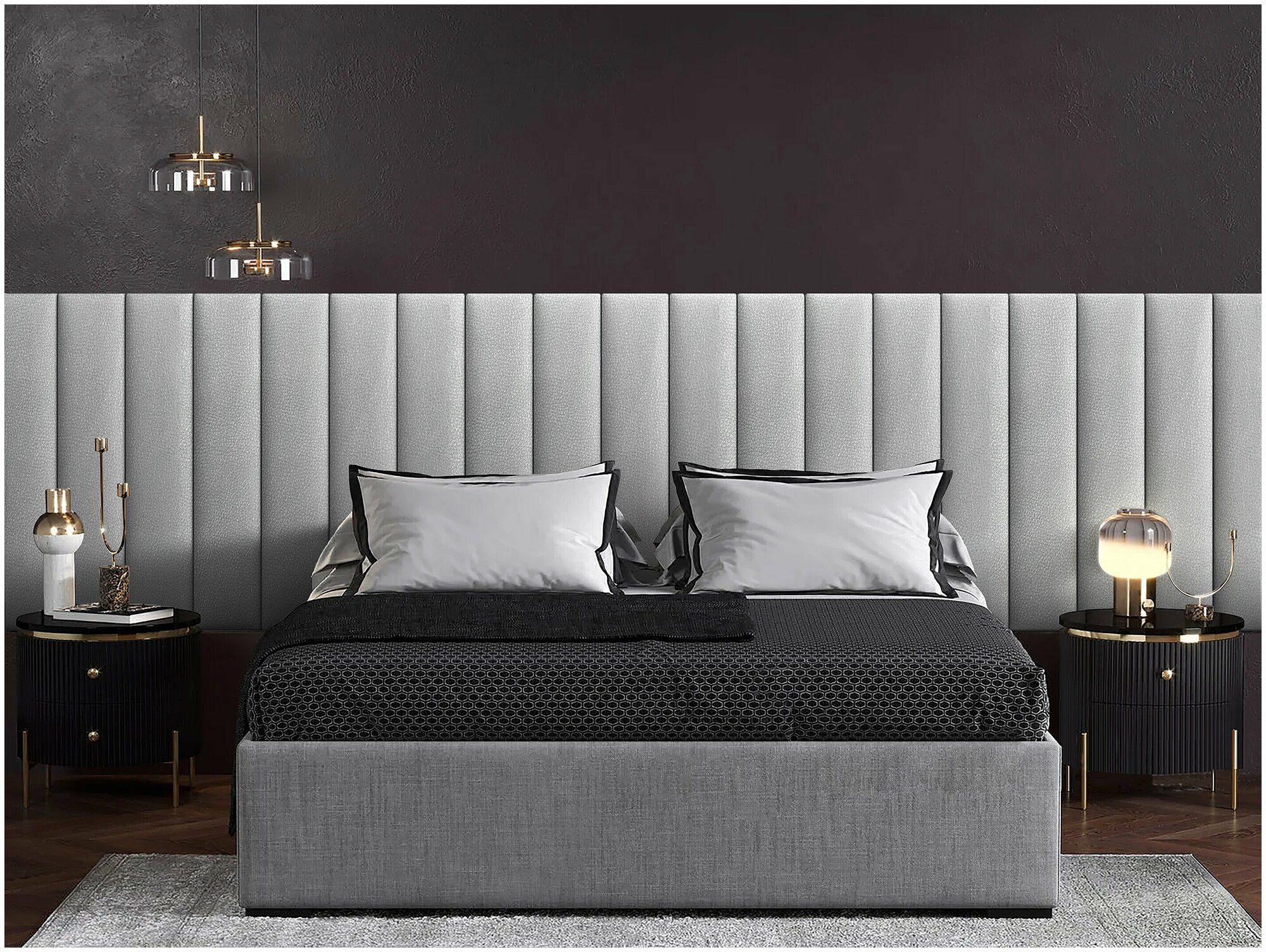 Панель кровати Eco Leather Silver 20х100 см 1 шт.