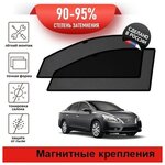 Каркасные шторки LATONIK PREMIUM на Nissan Sentra (B17) (2014-2017) седан на передние двери на магнитах с затемнением 90-95% - изображение