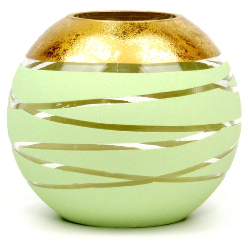 Ваза-шар стеклянная декоративная Яркий штрих 5578/180/sh173, высота 16 см, объем 3 л, ручная роспись