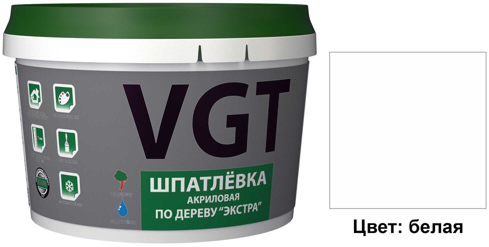 Шпатлевка акриловая по дереву VGT Экстра (1кг) белый