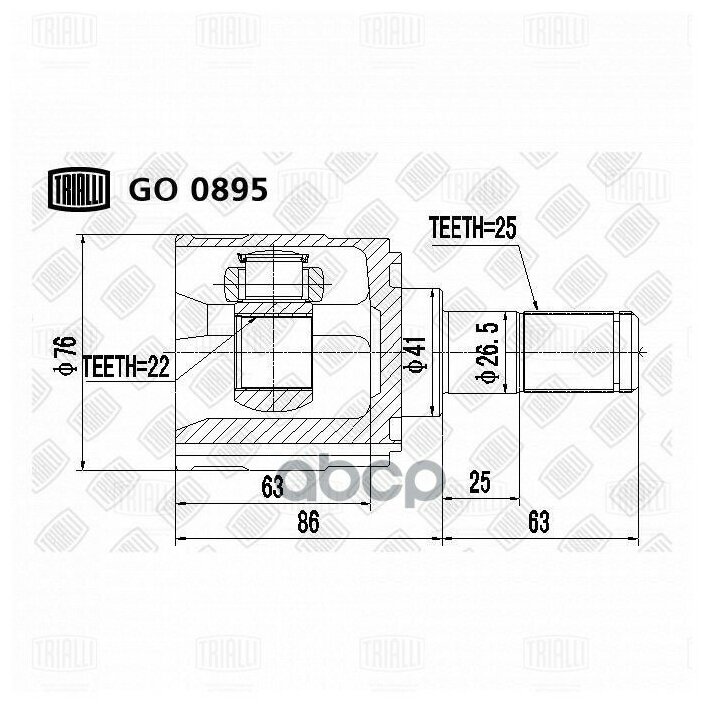 ШРУС внутренний для автомобилей Solaris (10-) 1.4i/1.6i GO 0895 TRIALLI