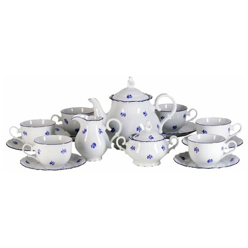 Чайный сервиз 6 персон 15 предметов, Офелия, декор Мелкие синие цветы, Thun1794