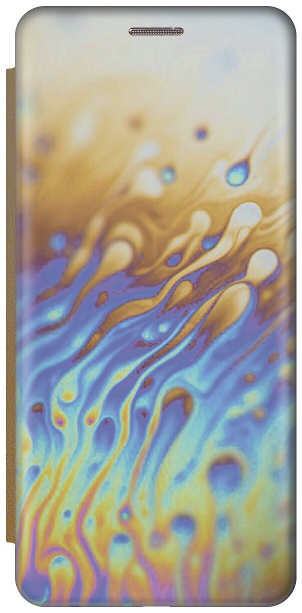 Чехол-книжка Голографическое пламя на Samsung Galaxy Note 10 / Самсунг Ноут 10 золотой