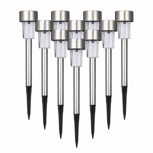 Светильники уличные на солнечной батарее 10 шт фонарики садовые холодный свет 990₽