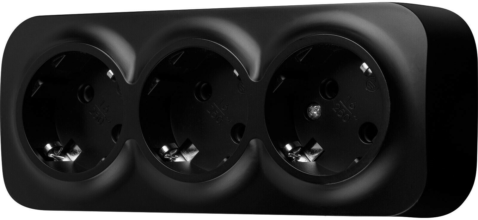Розетка 3-ая (открытая, с/з) черная, Bailly, LEIDEN ELECTRIC (806017)