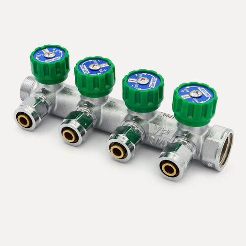 Изображение товара Коллектор с регулировочными вентилями ViEiR 3/4"х16 (ЕК) 4 выхода VER404