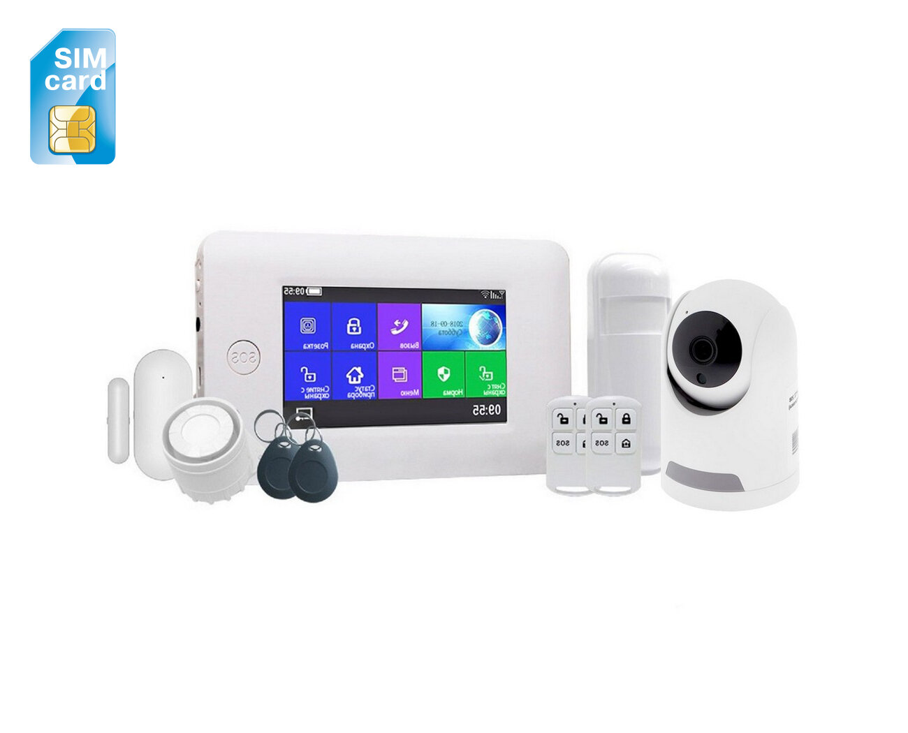 GSM Wi-Fi сигнализация для дачи с камерой Страж Galaktika-GSM и HDcom ASW5-266 (Z65389OK) - автономная система сигнализации для дома с сиреной