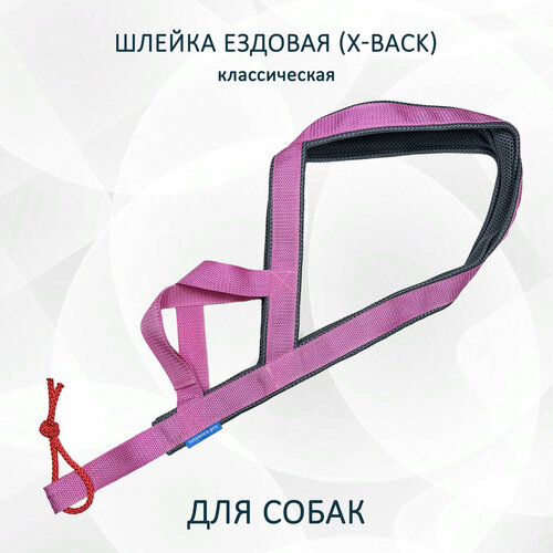 Шлейка ездовая для собак X-Back, классическая "Серо-розовая" M
