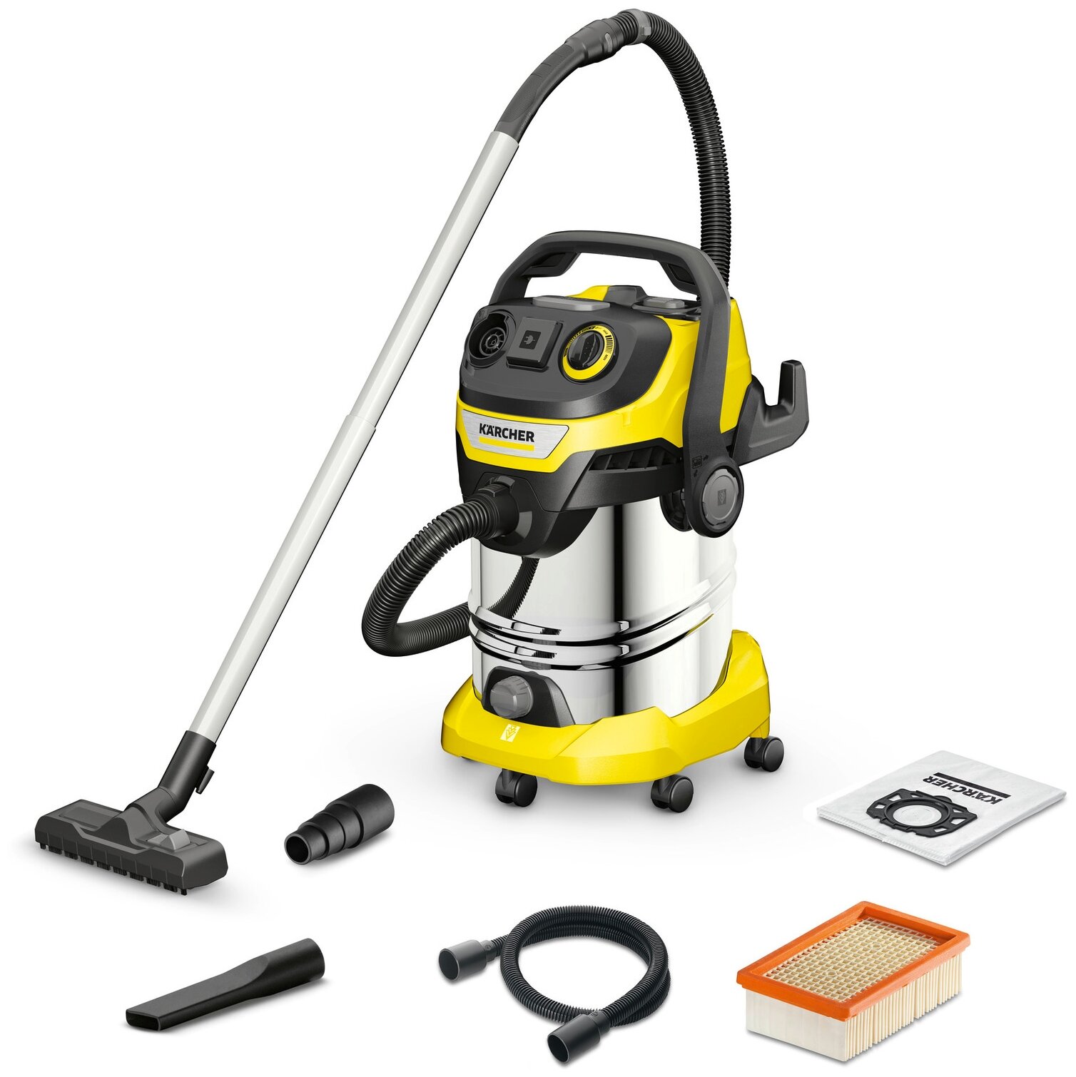 Промышленный пылесос Karcher WD 6 P S V 260Вт жёлтый/чёрный