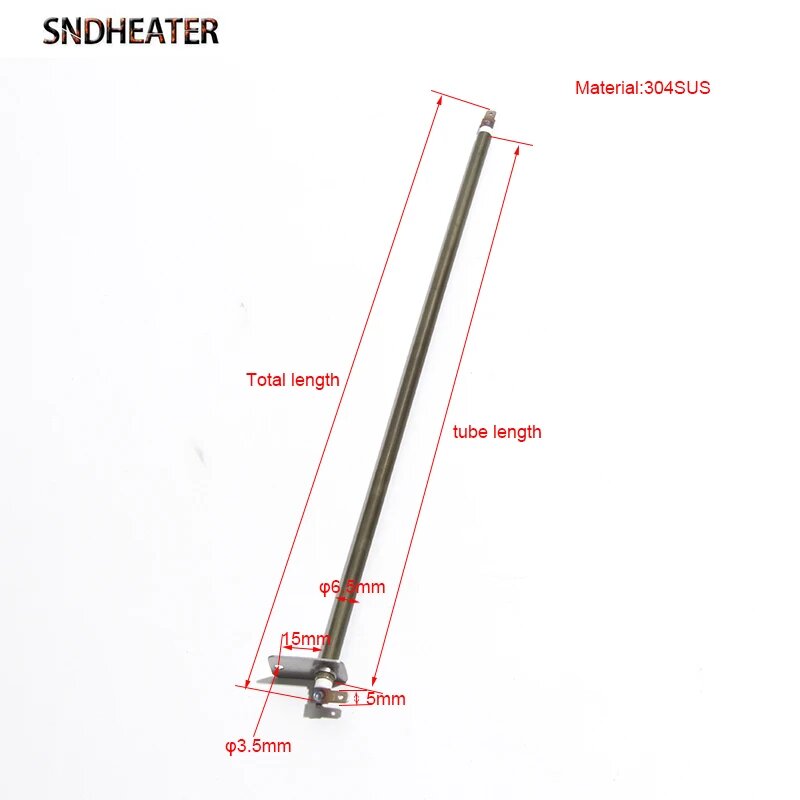 Трубка нагревателя SNDHEATER Green 304SS 65 мм * 443/448/453/508 мм для электрической духовки 110 В/220 В 450 Вт/500 Вт 2 шт./партия