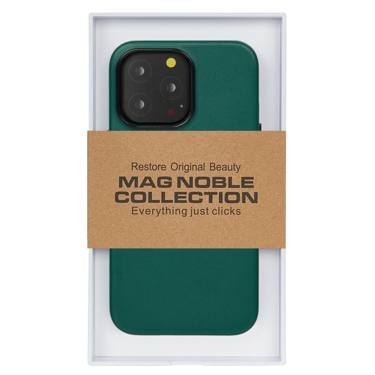 Чехол с MagSafe для iPhone 14 Pro MAG NOBLE COLLECTION кожаный Soft touch — Зелёный
