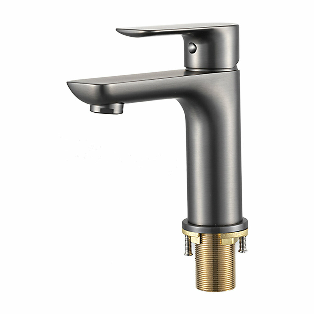 Смеситель для раковины с фиксированным изливом Gappo G1048-9 латунь, оружейная сталь — фото 1