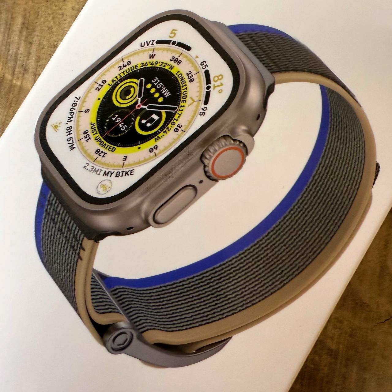 Ремешок на липучка Spigen для часов Apple Watch 42/44/45/49mm / Серый+ голубой