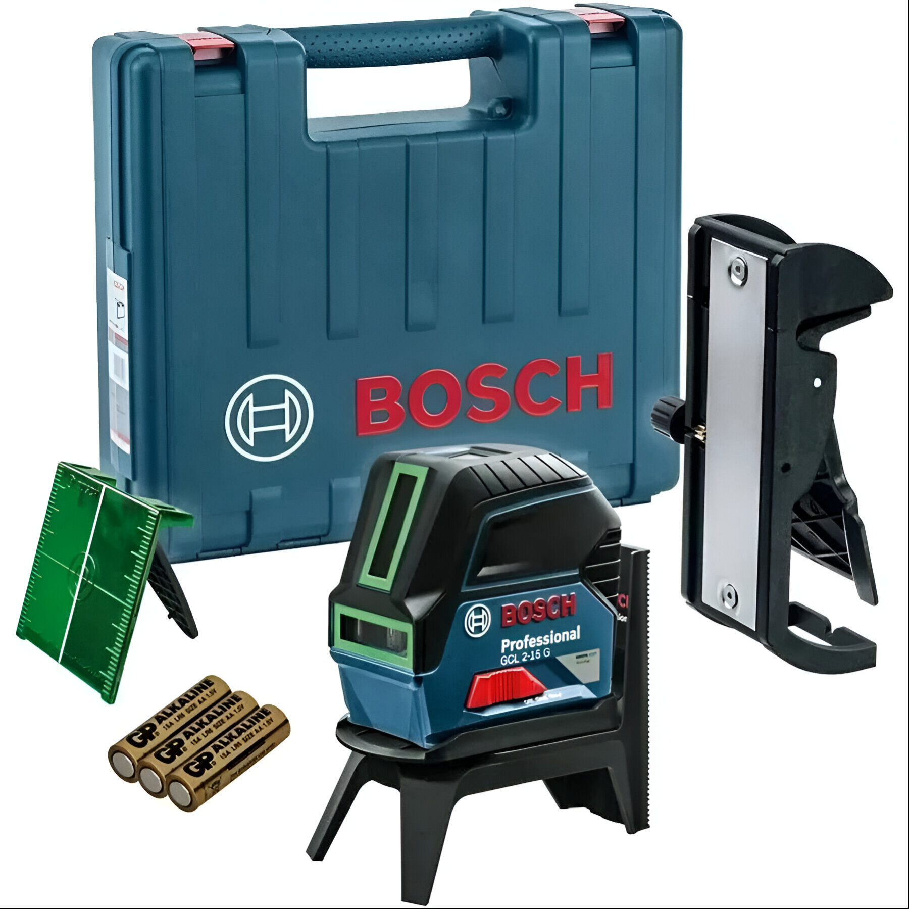 Лазерный нивелир Bosch GCL 2-15G + RM1+ BM3 (0601066J00), зеленый луч, синий/черный