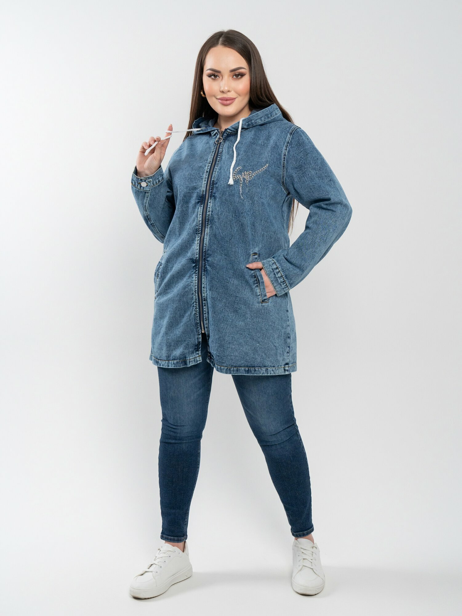 Куртка джинсовая  Весна-лето 2024, размер 54, синий — фото 1