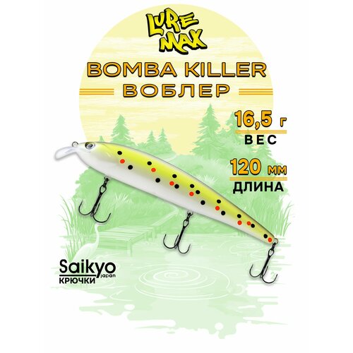 Воблеры для рыбалки LureMax BOMBA KILLER 120FDR-123 16,5 г, воблер на щуку