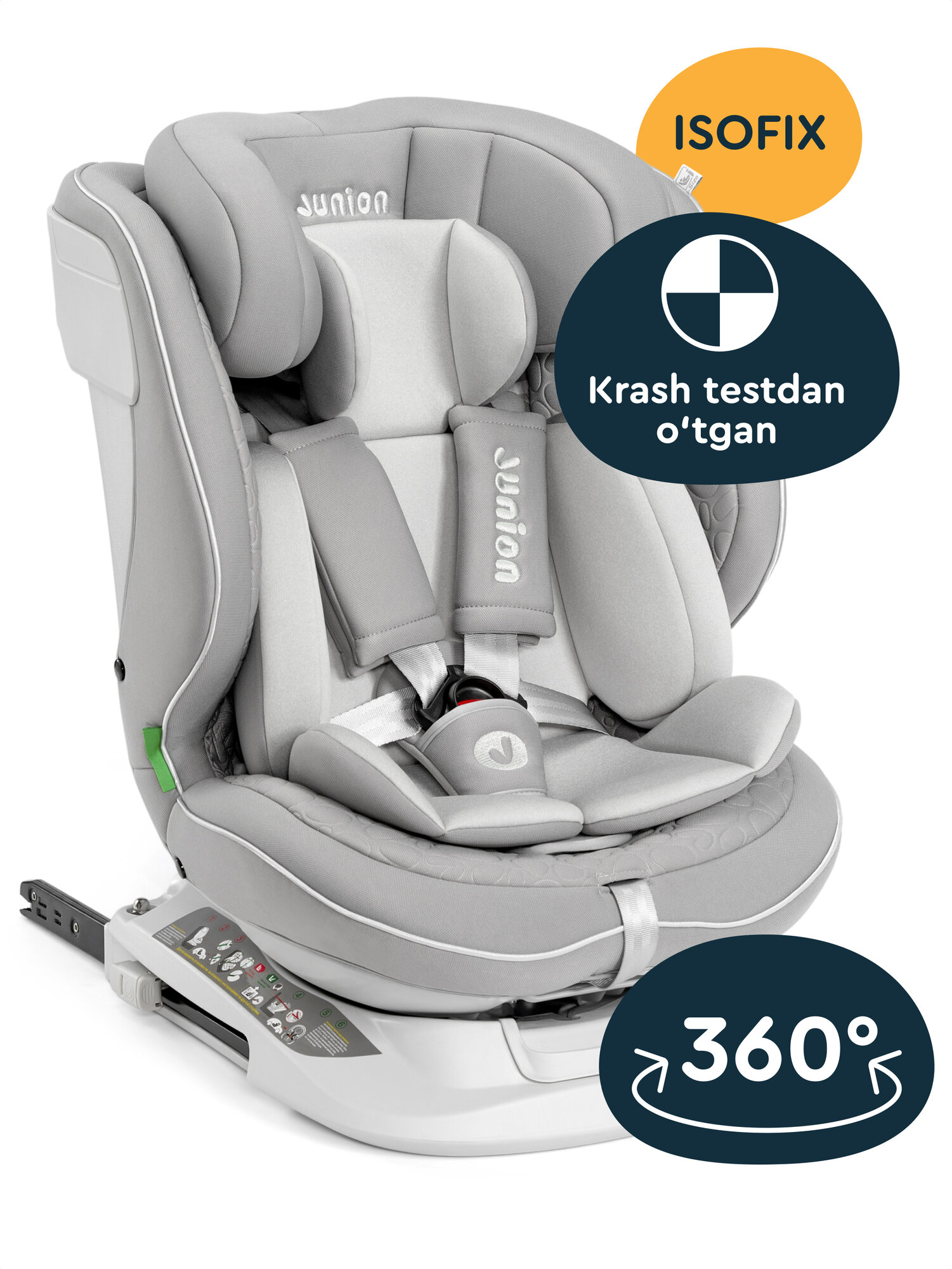 Автокресло JUNION Julsi i-size группа 0+/1/2/3 (0-36 кг), цвет серый