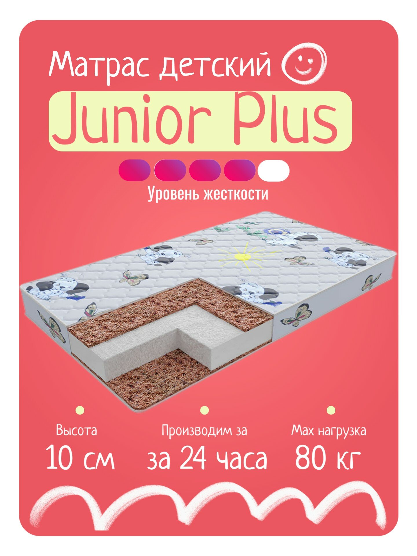 Матрас детский VITA Kinder Junior Plus (60х120), беспружинный, анатомический