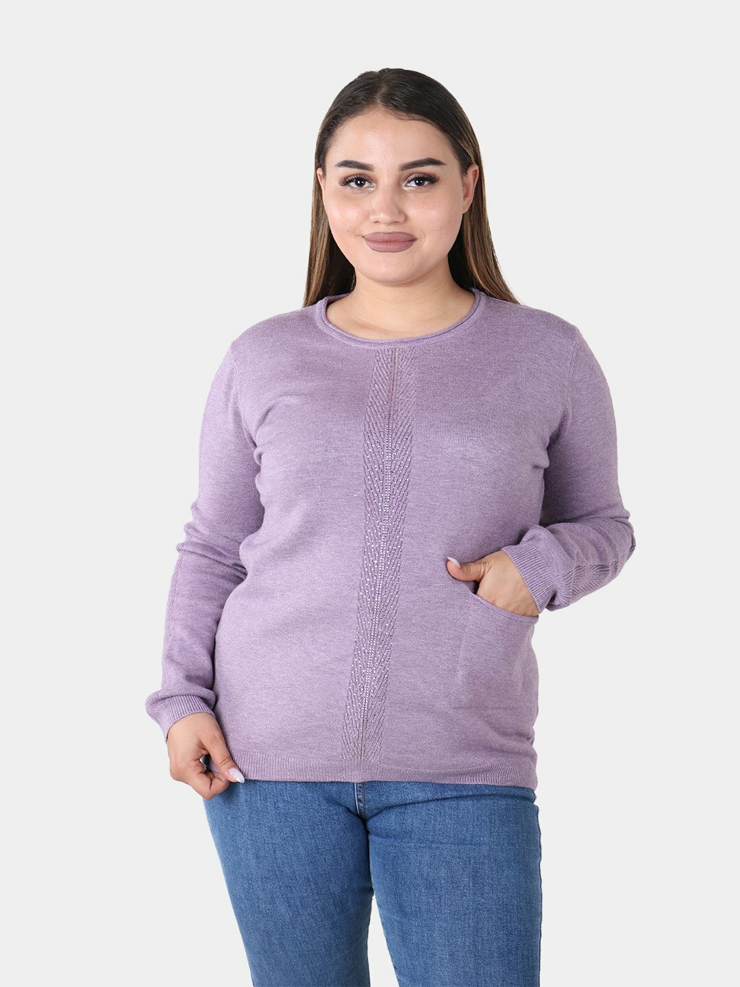 Свитер размер One Size, , сиреневый