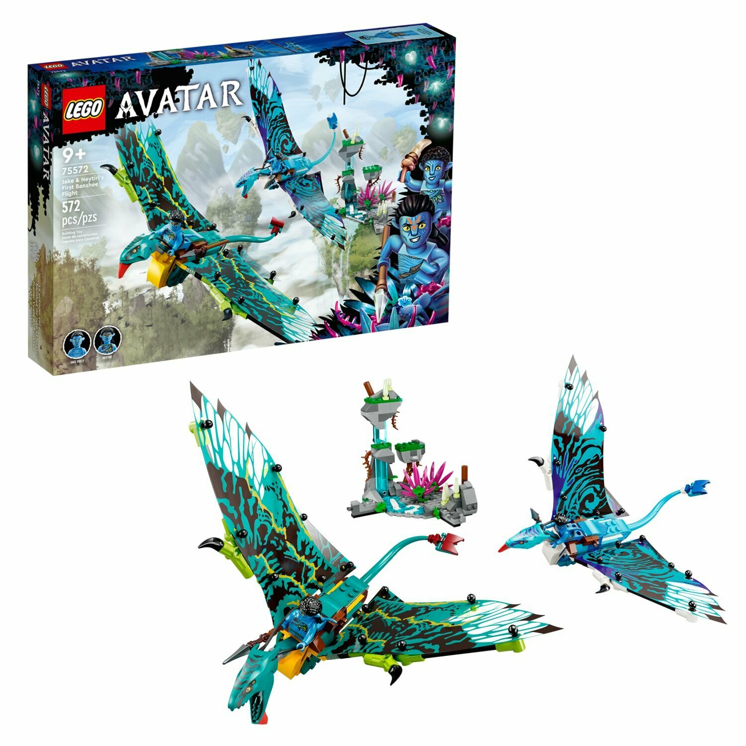 Конструктор детский LEGO Avatar Первый полёт Джейка и Нейтири на Баншах, 572 деталей, возраст 9+, 75572