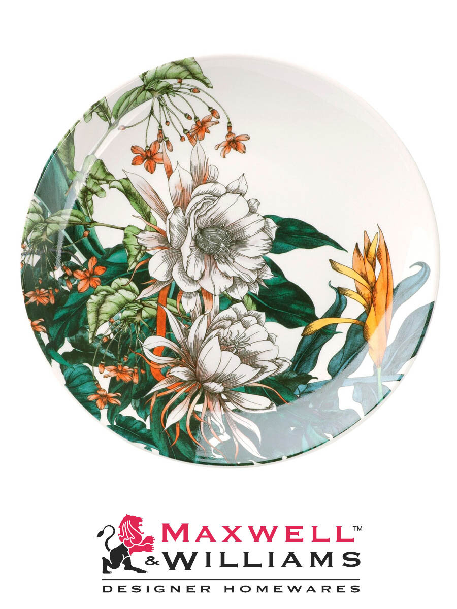 Тарелка закусочная Maxwell & Williams Тропические цветы, 19 см, фарфор, белая