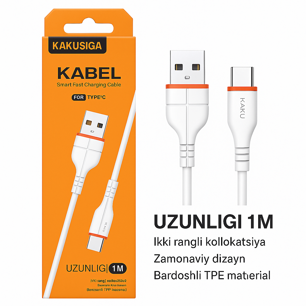 Кабель для быстрой зарядки KAKUSIGA Type-C длиной 1 м (Smart Fast Charging Cable)