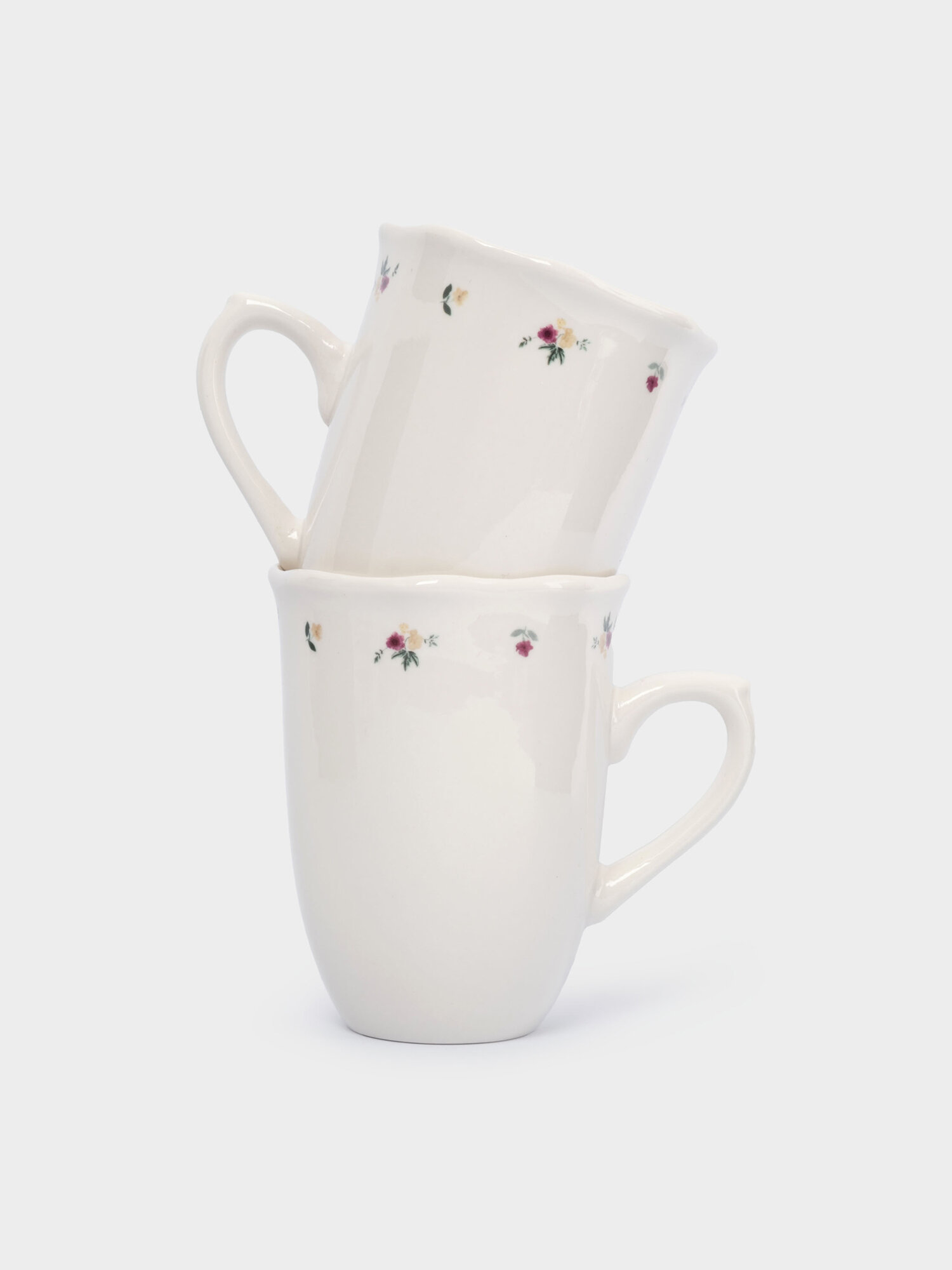 Кружка, 370 мл, 2 шт, фарфор N, белая, Цветы, Meadow — фото 1