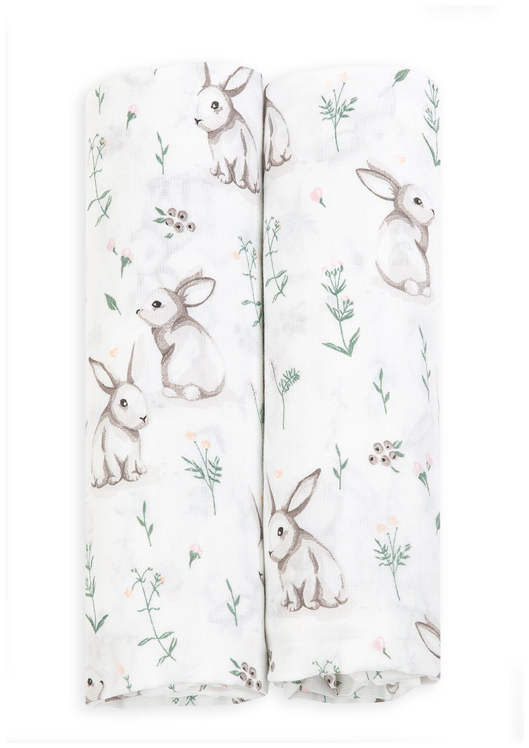 Пеленки для новорожденных муслиновые (2 шт) - зайчики