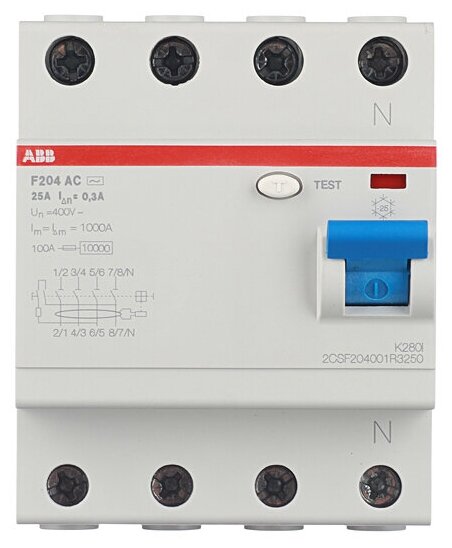 ABB F204AC УЗО 4Р 25А 300mA (AC) - фотография № 3