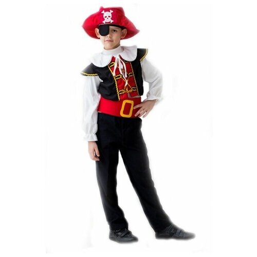 Карнавальный костюм Пират со шляпой 3-5 лет 104-116см карнавальный костюм пьеро 3 5 лет 104 116см арт 1078
