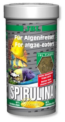 JBL Spirulina - Корм класса премиум для растительноядных рыб, хлопья 250 мл/40гр - фотография № 2