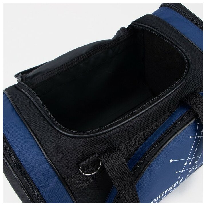 Сумка спортивная Luris 3 отдела на молниях, наружный карман, длинный ремень, черный/синий - фотография № 7