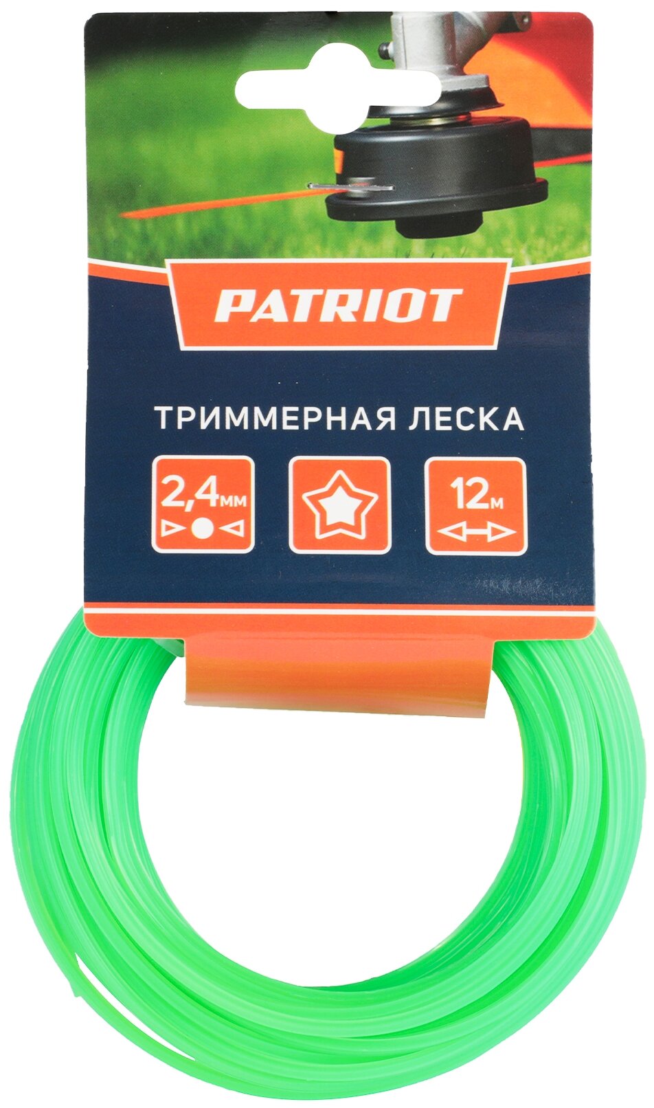 Леска для триммера (2.4 мм; 12 м; звезда) PATRIOT 240-12-3 805205122