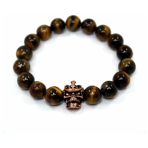 фото Handinsilver ( посеребриручку ) браслет из глянцевого камня тигровый глаз 10мм с черепом