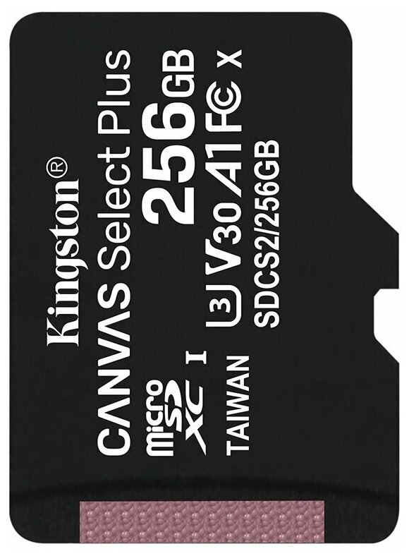 Карта памяти 256Gb - Kingston Canvas Select Plus MicroSDXC UHS-I Class U3 V30 A1 SDCS2/256GBSP