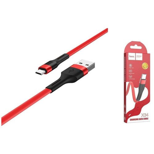 Кабель HOCO X34 Charging data cable for Micro-USB (Красный) data кабель usb hoco x38 micro usb 1 метр красный