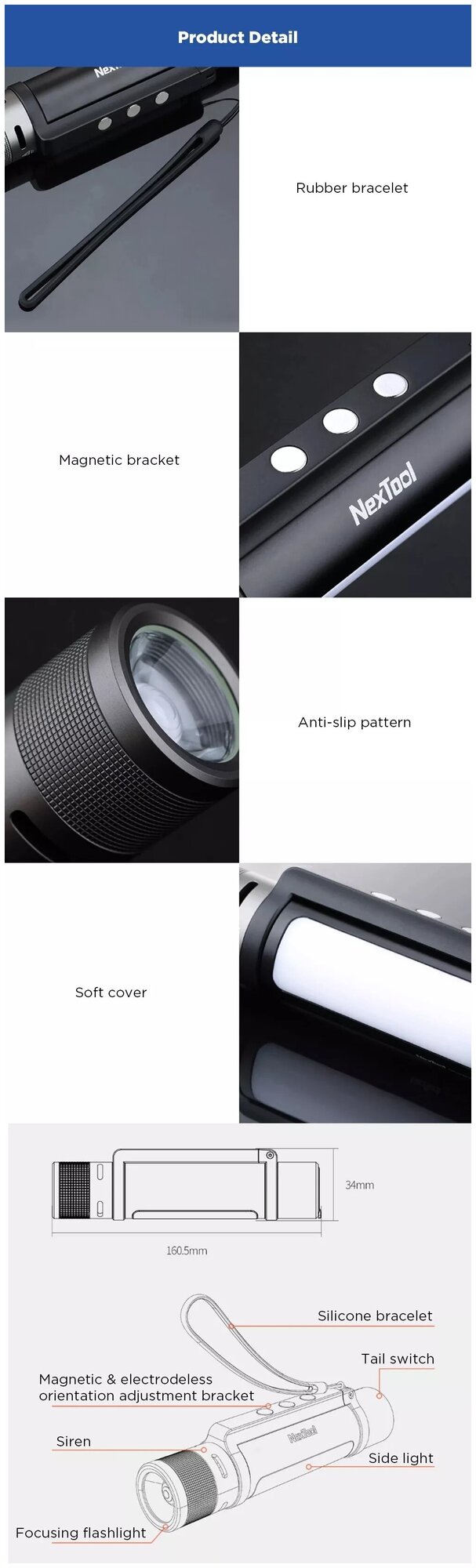 Многофункциональный фонарик Xiaomi NexTool Natuo Outdoor 6 in 1 Flashlight Black (NE20030) - фото №8