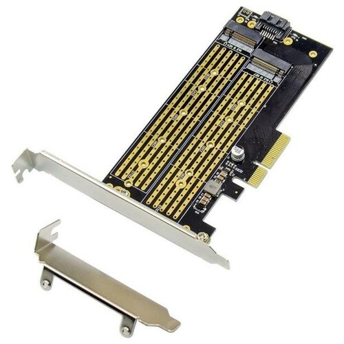 ORIENT C301E, Переходник PCI-Ex4->NGFF (M.2) M-key PCI-E SSD + SATA->NGFF (M.2) B-key SSD, тип 2230/2242/2260/2280/22110, SATA кабель и 2 планки ngff m 2 key a to key m adapter support ngff m 2 key a 2230 type card to key m 2230 2242 2260 2280