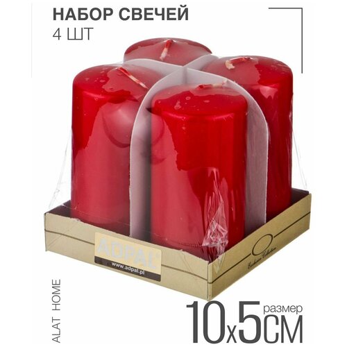 Набор свечей Adpal из 4 шт. 10*5 см красный лакированный (348-446)