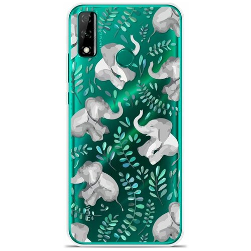 Силиконовый чехол на Huawei Y8s Узор из слонов / для Хуавей У8с