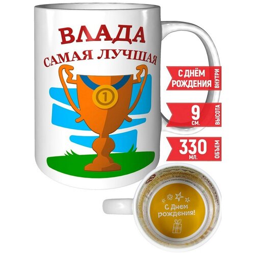 Кружка Влада самая лучшая - с пожеланиями на день рождения.