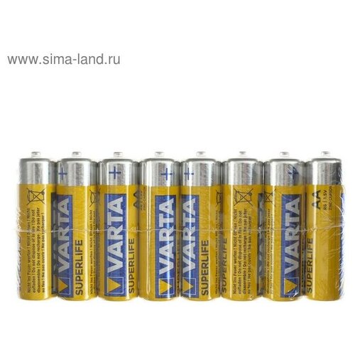 Батарейка солевая Varta SuperLife, AA, R6-8S, 1.5В, спайка, 8 шт.