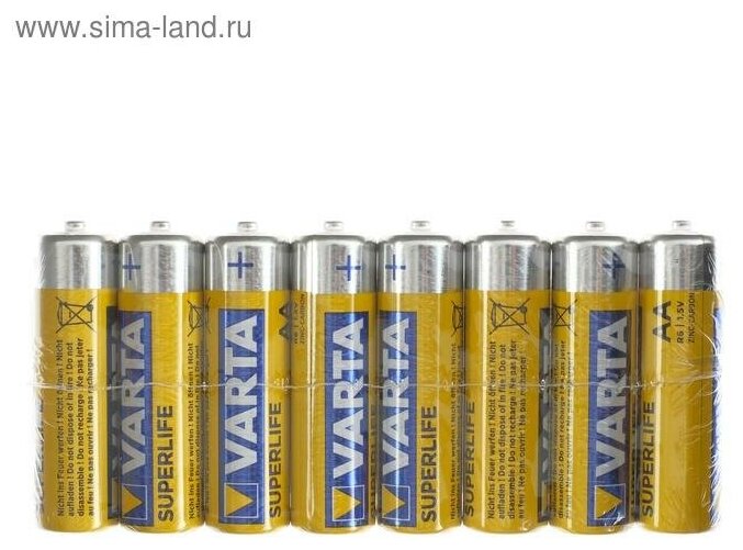 Батарейка солевая Varta SuperLife AA R6-8S 1.5В спайка 8 шт.