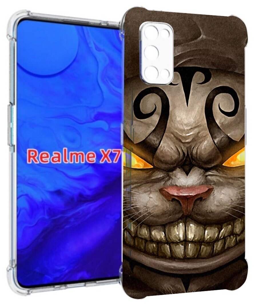 Чехол задняя-панель-накладка-бампер MyPads злой котик с желтыми глазами для Realme X7