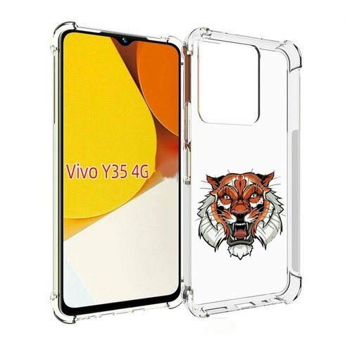 Чехол MyPads оранжевый седой тигр для Vivo Y35 4G 2022 / Vivo Y22 задняя-панель-накладка-бампер чехол mypads парень тигр красный для vivo y35 4g 2022 vivo y22 задняя панель накладка бампер