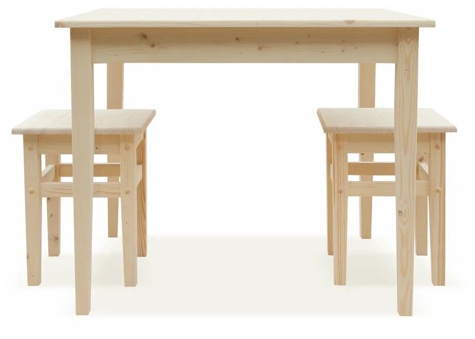 Комплект обеденной мебели из дерева (стол 0,9м + 2 табурета) КМО-11 (без покраски) - фотография № 7