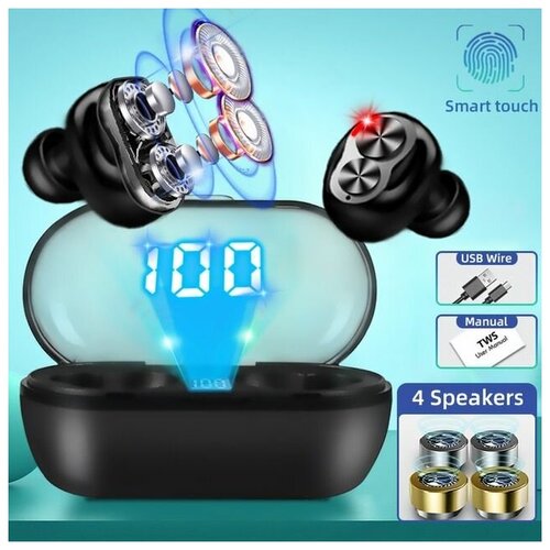 Беспроводные 51 Bluetooth-наушники TJQ с двумя динамиками Стереофонический бас сенсорное управление водонепроницаемые 130500₽