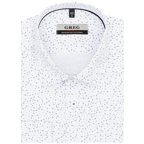 Рубашка мужская длинный рукав GREG 123/239/60228/Z/1p, Полуприталенный силуэт / Regular fit, цвет Белый, рост 174-184, размер ворота 42