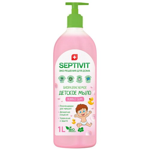 Купить Детское жидкое мыло для рук SEPTIVIT Premium / Мыло туалетное детское Септивит / Гипоаллергенное, детское мыло / Bubble Gum, 1 литр
