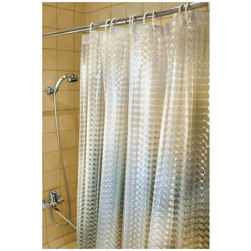 Штора для ванной комнаты 3D эффект 180х200 , цвет прозрачный